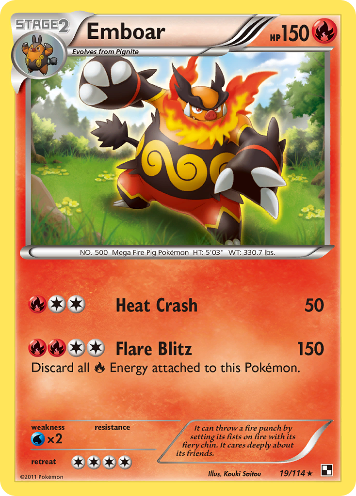 Black & White Non - Holo Emboar #19/114